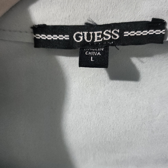 Guess Y2K Blue Faux Suede Snap Button Shirt Women size L - Picture 6 of 8